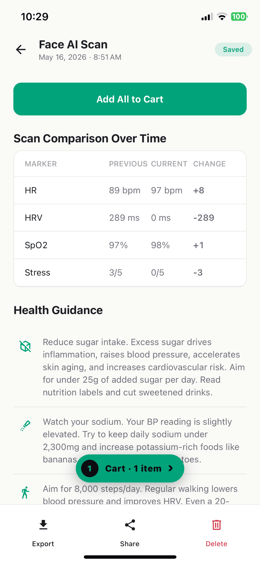 Vital Bio-Scanner personalized wellness guidance