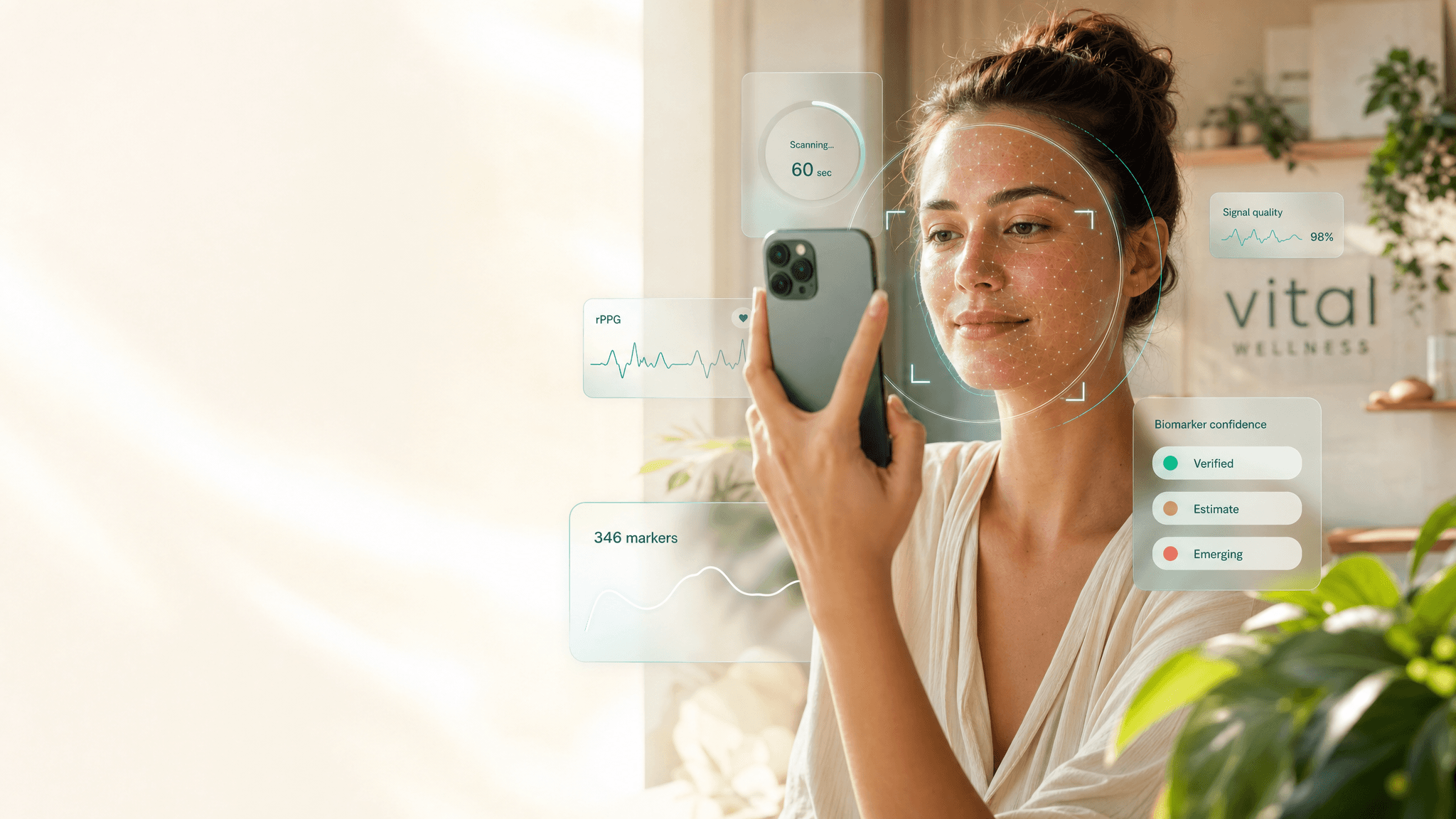 Vital Bio-Scanner face scan with biometric interface overlays